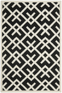 BLACK AND WHITE LINKS HAND WOVEN DHURRIE by Imperial Knots - Image 1