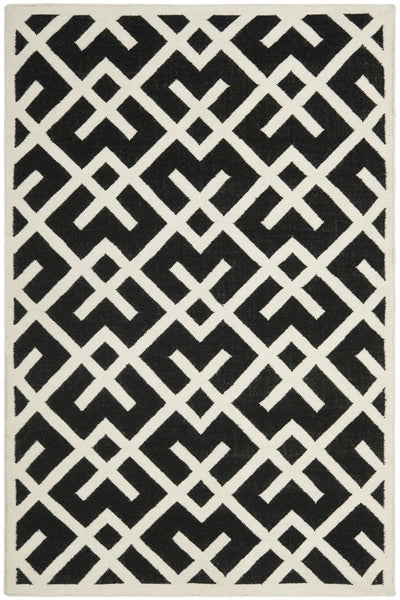 BLACK AND WHITE LINKS HAND WOVEN DHURRIE