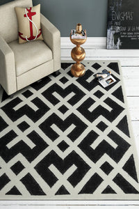 BLACK AND WHITE LINKS HAND WOVEN DHURRIE by Imperial Knots - Image 2