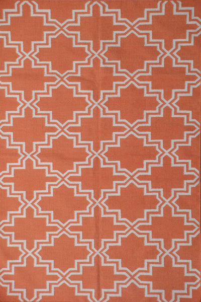 ORANGE AND IVORY MOROCCAN HAND WOVEN DHURRIE