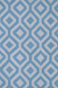 BLUE AND WHITE GEOMETRIC HAND WOVEN DHURRIE by Imperial Knots - Image 2