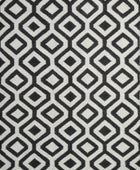 BLACK AND WHITE GEOMETRIC HAND WOVEN DHURRIE