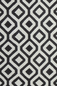 BLACK AND WHITE GEOMETRIC HAND WOVEN DHURRIE by Imperial Knots - Image 2