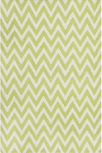 GREEN AND IVORY CHEVRON HAND WOVEN DHURRIE by Imperial Knots - Image 1