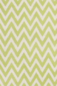 GREEN AND IVORY CHEVRON HAND WOVEN DHURRIE by Imperial Knots - Image 2