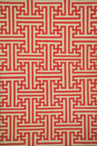 RED AND IVORY GREEK KEY HAND WOVEN DHURRIE by Imperial Knots - Image 1