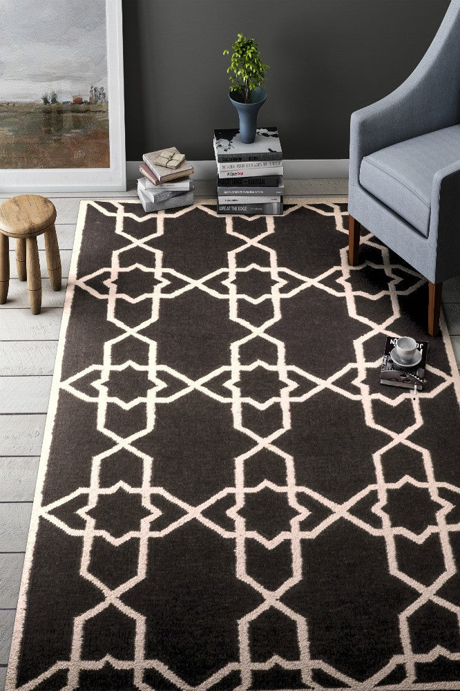 BROWN TRELLIS HAND WOVEN DHURRIE - Imperial Knots