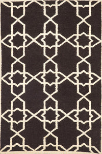 BROWN TRELLIS HAND WOVEN DHURRIE by Imperial Knots - Image 1
