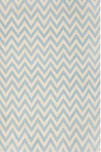 BLUE AND IVORY CHEVRON HAND WOVEN DHURRIE by Imperial Knots - Image 1