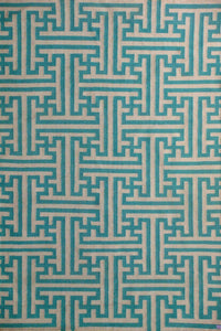 Blue and white greek key hand woven dhurrie wool hand-woven rug for