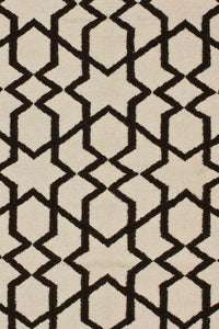 BEIGE AND BLACK GEOMETRIC HAND WOVEN DHURRIE by Imperial Knots - Image 3