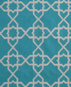BLUE AND IVORY TRELLIS HAND WOVEN DHURRIE