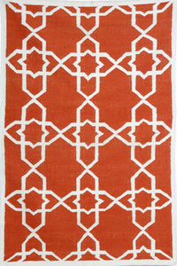 RUST AND IVORY LATTICE HANDWOVEN DHURRIE by Imperial Knots - Image 1