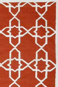 RUST AND IVORY LATTICE HANDWOVEN DHURRIE by Imperial Knots - Image 2