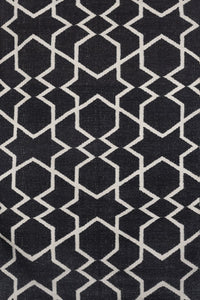 Black star hand woven dhurrie wool hand-woven rug for bedroom