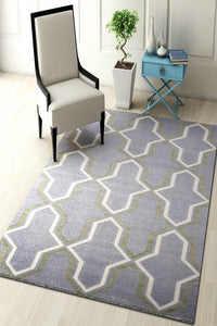 BLUE TRELLIS HAND WOVEN DHURRIE by Imperial Knots - Image 2