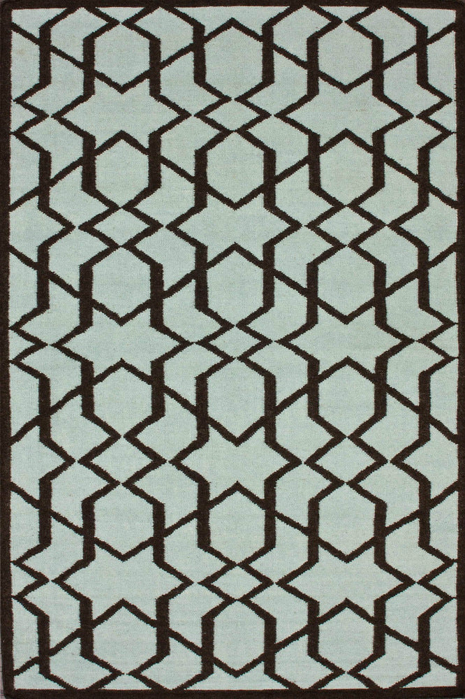 BLUE BLACK TRELLIS HAND WOVEN DHURRIE