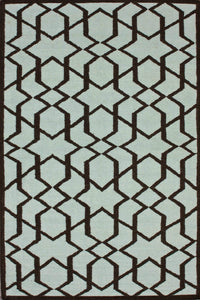 BLUE BLACK TRELLIS HAND WOVEN DHURRIE by Imperial Knots - Image 1