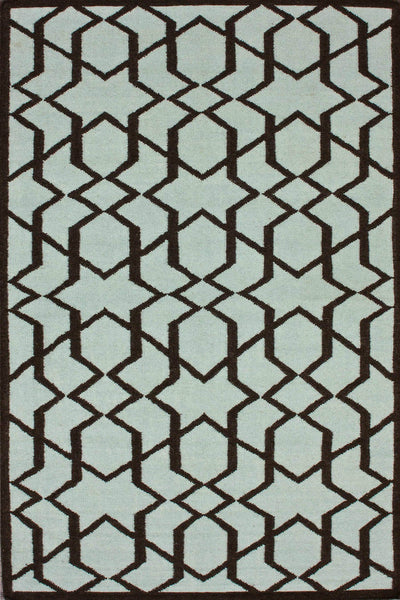 BLUE BLACK TRELLIS HAND WOVEN DHURRIE