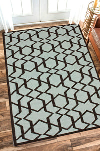 BLUE BLACK TRELLIS HAND WOVEN DHURRIE by Imperial Knots - Image 2