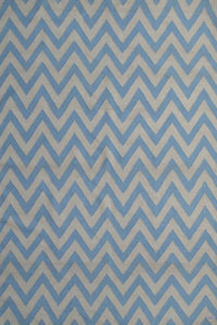 BLUE AND IVORY CHEVRON HAND WOVEN DHURRIE by Imperial Knots - Image 1