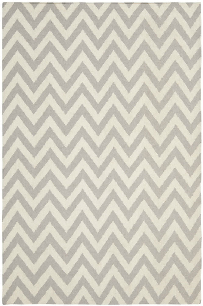 GREY IVORY CHEVRON HAND WOVEN DHURRIE
