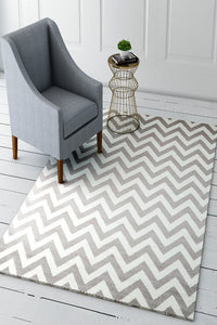 GREY IVORY CHEVRON HAND WOVEN DHURRIE by Imperial Knots - Image 2