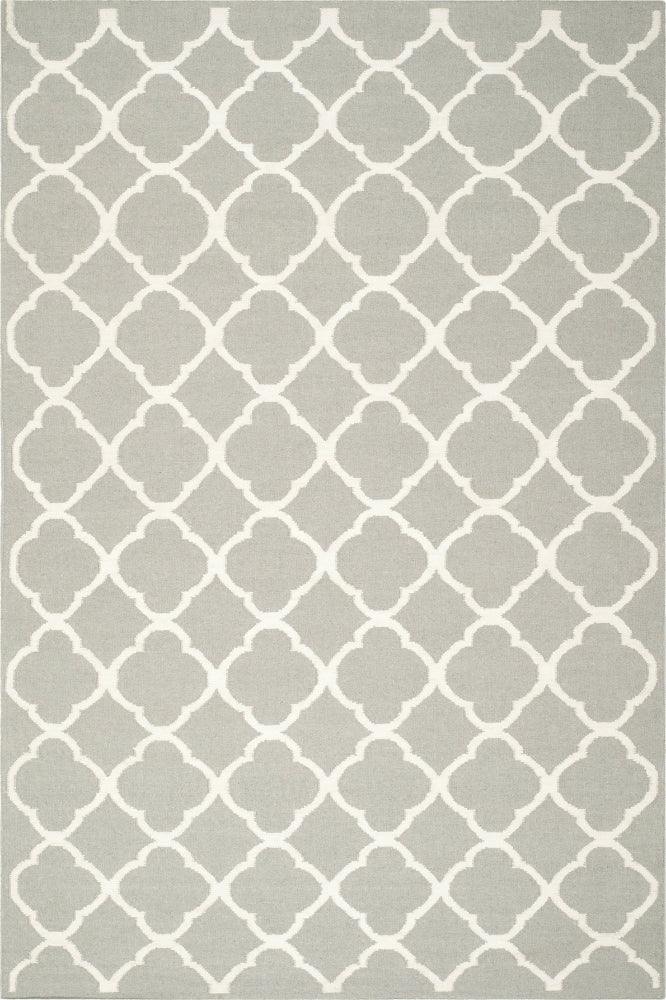 GREY AND IVORY MOROCCAN HAND WOVEN DHURRIE