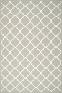 Grey and ivory moroccan hand woven dhurrie wool hand-woven rug for bedroom