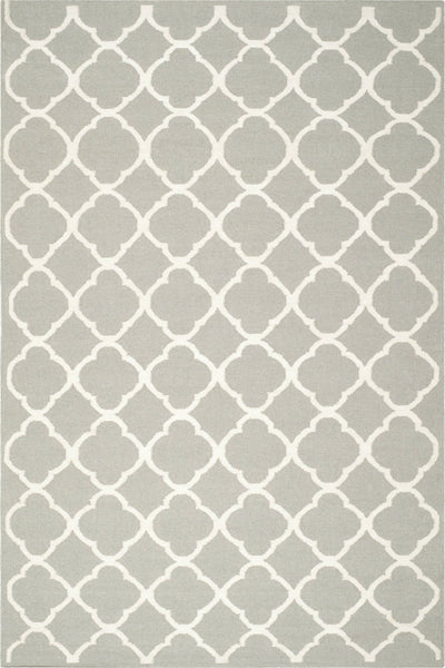 GREY AND IVORY MOROCCAN HAND WOVEN DHURRIE
