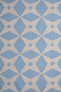 BLUE AND IVORY STAR HAND WOVEN DHURRIE by Imperial Knots - Image 1