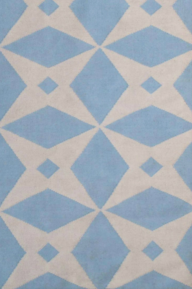 BLUE AND IVORY STAR HAND WOVEN DHURRIE