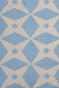 BLUE AND IVORY STAR HAND WOVEN DHURRIE by Imperial Knots - Image 2