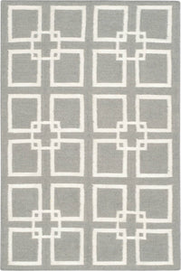 Grey and ivory geometric hand woven dhurrie wool hand-woven rug for bedroom