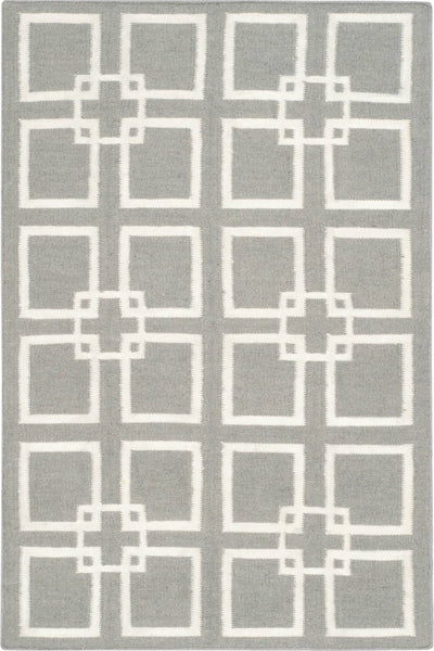 GREY AND IVORY GEOMETRIC HAND WOVEN DHURRIE