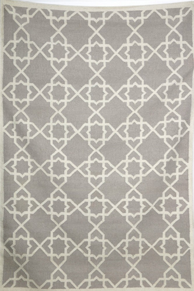 GREY LATTICE HANDWOVEN DHURRIE - Imperial Knots