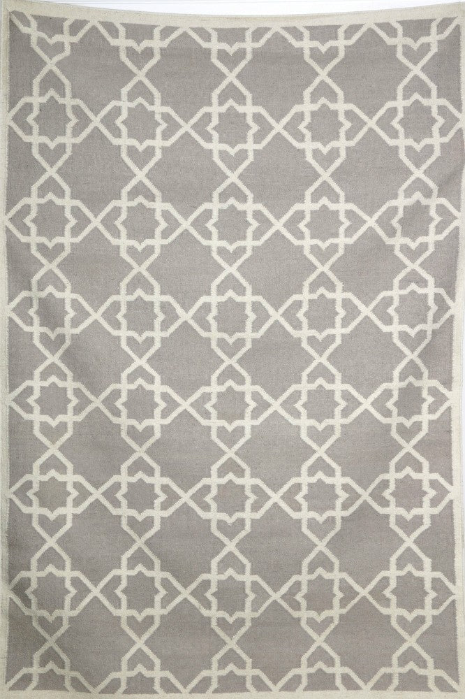 GREY LATTICE HANDWOVEN DHURRIE