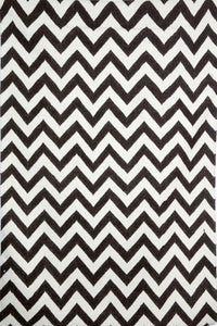 BLACK IVORY CHEVRON HAND WOVEN DHURRIE by Imperial Knots - Image 1