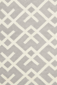 GREY AND IVORY GEOMETRIC HAND WOVEN DHURRIE by Imperial Knots - Image 2