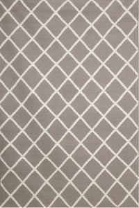 GREY AND IVORY DIAMOND HAND WOVEN DHURRIE by Imperial Knots - Image 1