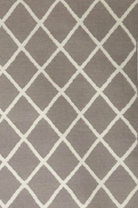 GREY AND IVORY DIAMOND HAND WOVEN DHURRIE by Imperial Knots - Image 2