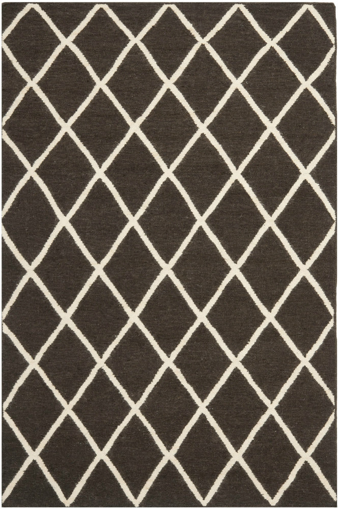 BROWN AND IVORY GEOMETRIC HAND WOVEN DHURRIE