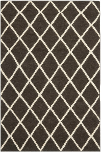 BROWN AND IVORY GEOMETRIC HAND WOVEN DHURRIE