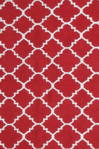 RED AND IVORY MOROCCAN HAND WOVEN DHURRIE by Imperial Knots - Image 2