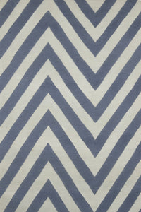 BLUE IVORY CHEVRON HAND WOVEN DHURRIE by Imperial Knots - Image 1