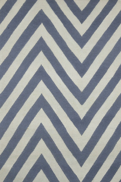 BLUE IVORY CHEVRON HAND WOVEN DHURRIE