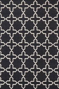 BLACK AND WHITE TRELLIS HAND WOVEN DHURRIE by Imperial Knots - Image 1
