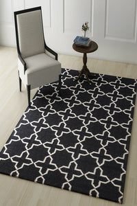 BLACK AND WHITE TRELLIS HAND WOVEN DHURRIE by Imperial Knots - Image 2