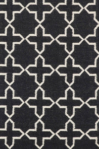 BLACK AND WHITE TRELLIS HAND WOVEN DHURRIE by Imperial Knots - Image 3