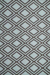 BLUE AND BLACK GEOMETRIC HAND WOVEN DHURRIE by Imperial Knots - Image 1